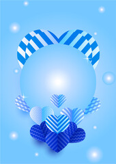 Spread Love blue Papercut style Love card design background