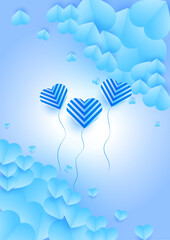 Spread Love blue Papercut style Love card design background