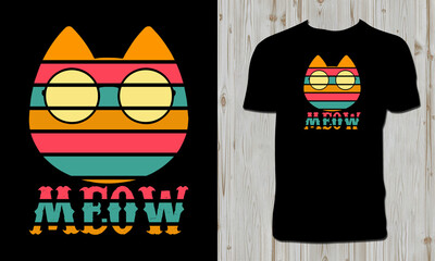 Cat Vintage T Shirt Design And Vector Illustration. 