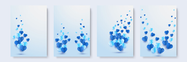 Spread love blue Papercut style Love card design background. Design for special days, women's day, birthday, mother's day, father's day, Christmas, and wedding.