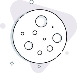 Moon icon color, black and white, outline. Isolated illustratiun sign symbol.