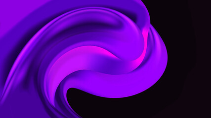 Abstract modern dark black background with fluid luminous purple and pink swirling waves. Innovation technology concept. Luxury royal backdrop. Violet Geometric digital wallpaper. Copy space. Twirl