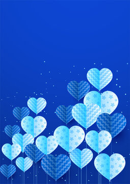 Valentine's day blue Papercut style Love card design background © SyahCreation