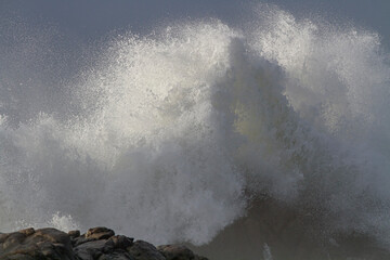 Stormy wave splash close-up