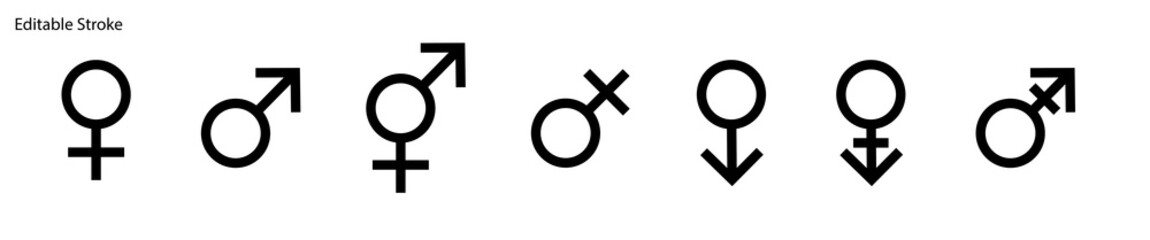 Gender Symbols Editable Stroke © oliviaelisa92