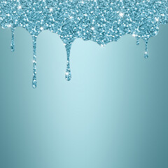 Light blue background dripping glitter texture