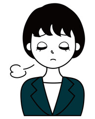 ため息をつくスーツを着た女性会社員