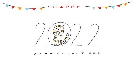 Greeting card for the Chinese new year 2022 year of the tiger