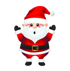 Santa Claus cartoon illustration isolated on white background. Santa Claus character waving and greeting.