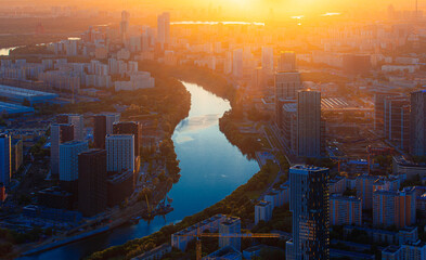Moscow river from skyscrapers 5K