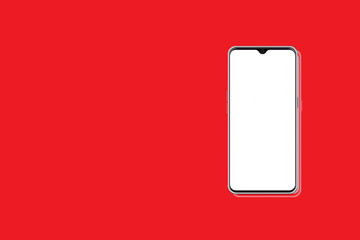 Smartphone mockup on red background and white screen
