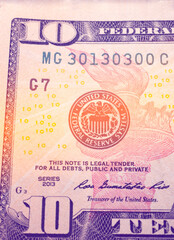 Close up of U.S. Dollar Currency