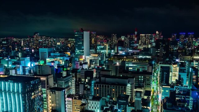Time lapse of modern city night view.
