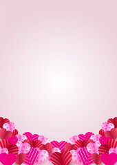 Fototapeta na wymiar Stylish heart red pink gold Papercut style Love card design background