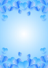 Fototapeta na wymiar Happy Valentine day blue Papercut style Love card design background