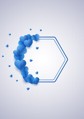 Minimalism love blue Papercut style Love card design background. Design for special days, women's day, birthday, mother's day, father's day, Christmas, and wedding.