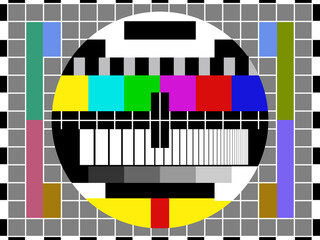 Tv screen test vector. Vintage illustration of the television screen  sample with lines and colors
