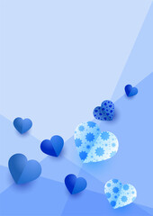 Valentine day blue Papercut style Love card design background. Design for special days, women's day, birthday, mother's day, father's day, Christmas, and wedding.