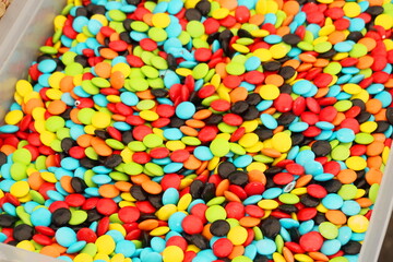 Round multicolored sweets in the form of tablets, oriental bazaar