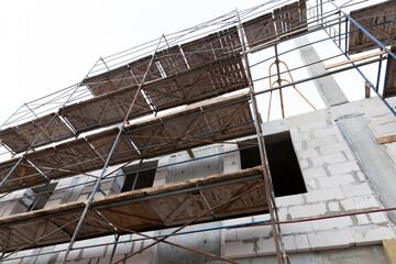 scaffolding during the construction of a multi-storey building