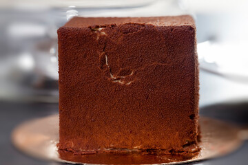 chocolate cake in the shape of a cube