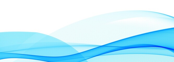 Modern flowing blue wave banner on white background