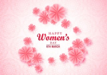 Happy womens day pink floral greeting card