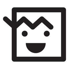 happy punk face line icon