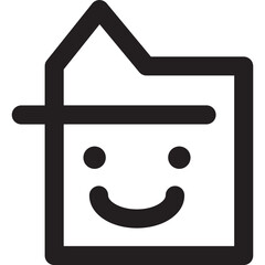 smile hat face line icon