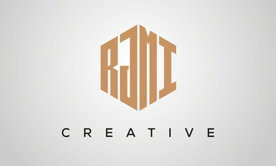 creative polygon RJMI letters logo design, vector template
