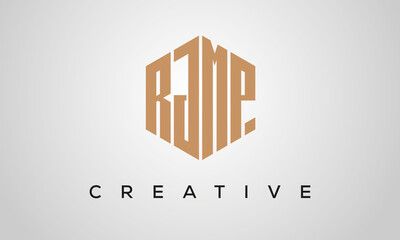 creative polygon RJMP letters logo design, vector template