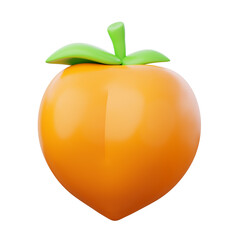 Ripe peach 3d render illustration.