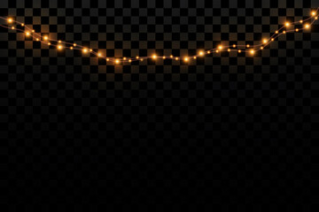 Christmas Lights Isolated Transparent Background Christmas Glowing Garlands.