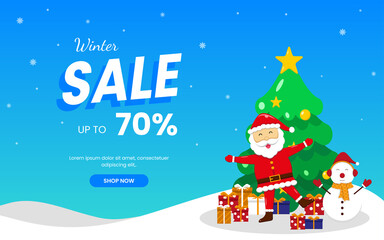 Winter New year sale banner vector design