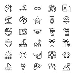 Outline icons for summer.