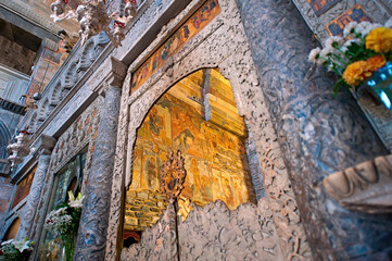 Fresco of the Panagia Ekatontapyliani (also known as the Church of 100 Doors) in Parikia town, on the island of Paros in Greece