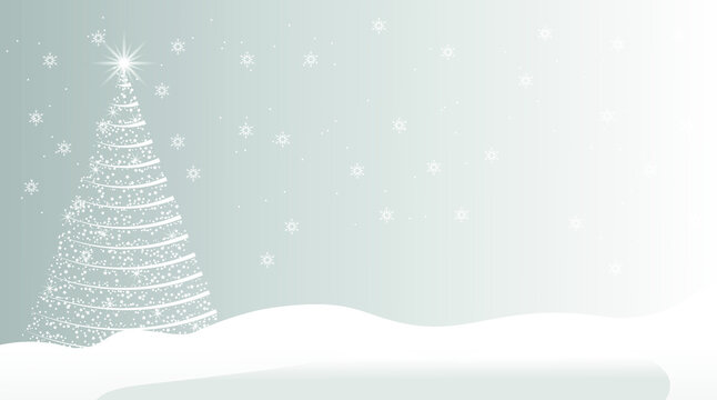 vector christmas tree with ornaments and star. flat image of a white christmas tree on a gray background