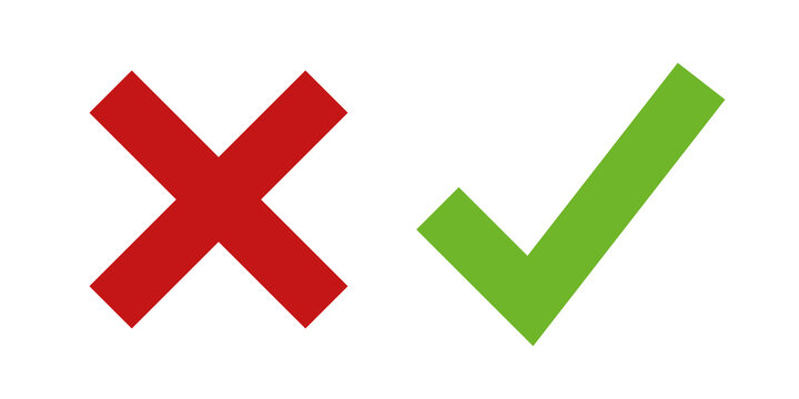 Green check mark and red cross symbol