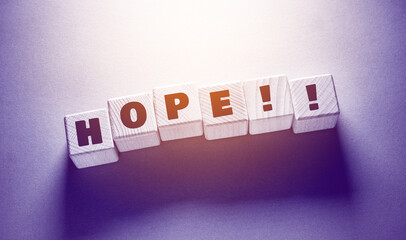 Hope Word with Wooden Cubes