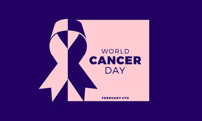 Flat world cancer day logo design template