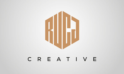 creative polygon RUCJ letters logo design, vector template