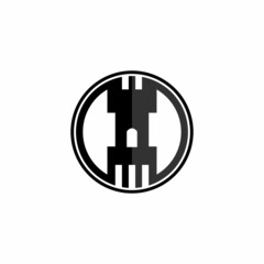 Fortress logo. castle logo with circle