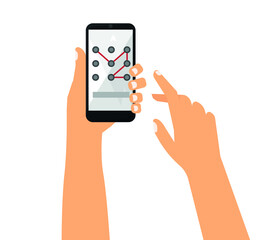 Phone password screen. Vector illustration. Smartphone security. editable vector.
