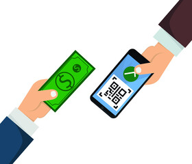 money exchange. Scan to pay. Payment using smartphone. 