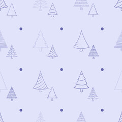 Seamless pattern with hand drawn christmas tree