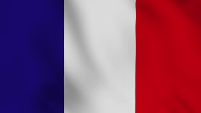 France national flag closes up waving slow motion video animation. Flag Blowing Close Up. Flags Motion Loop HD.