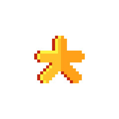 Gold star. Pixel art style. 8-bit. Isolated abstract vector illustration.