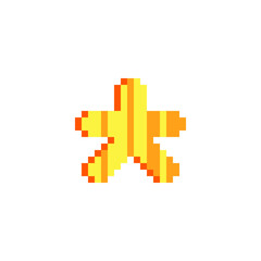 Gold star. Pixel art style. 8-bit. Isolated abstract vector illustration. Element design for mobile app, sticker, web, logo. Game assets. 