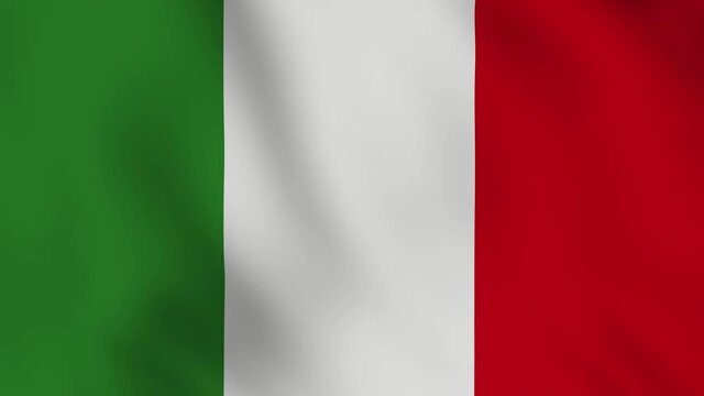 Italy national flag close up waving slow motion video animation. Flag Blowing Close Up. Flags Motion Loop HD.