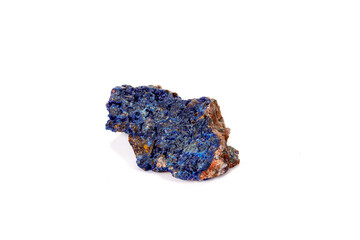 Macro mineral stone Malachite and Azurite against white background